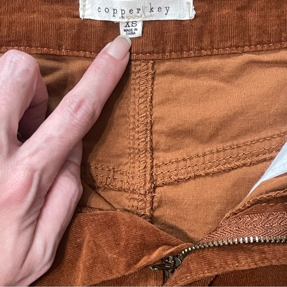 Copper Key Corduroy Burnt Orange A-Line Mini Skirt XS - Picture 9 of 10